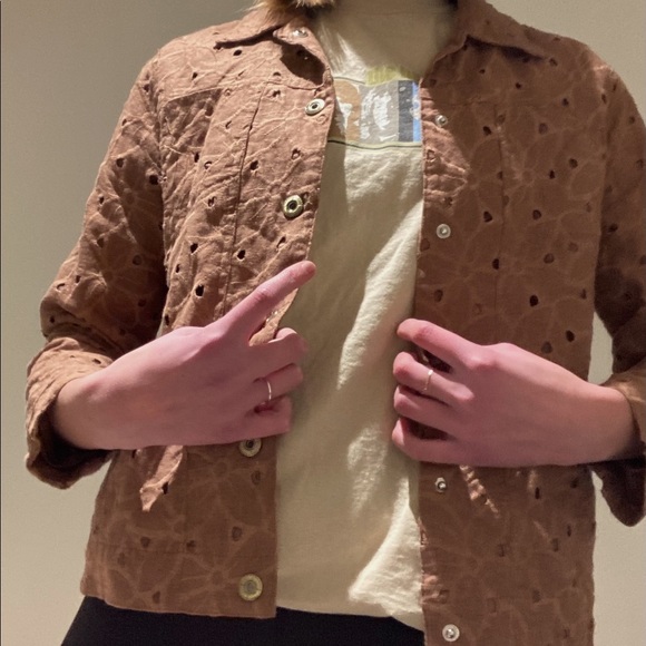 Brown light jacket with floral pattern - Picture 3 of 4